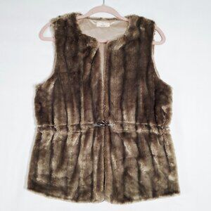 Gianny Womens Bohemian Indie Hippie Vintage Faux Fur Vegan Vest Waistcoat Sz M